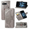 For Asus ROG Phone 3 ZS661KS Butterfly Love Flower Embossed Horizontal Flip Leather Case with Bracket / Card Slot / Wallet / Lanyard(Gray)