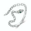 BSR347 Sterling Silver S925 Zirconia Wrapped Spirit Snake Snake Open Ring