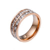 Girls Simple Titanium Steel Diamond Ring, Size: US Size 4(Double Row Rose Gold)