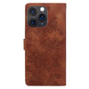 For iPhone 11 Pro Max Lace Floral Embossed Magnetic Buckle Leather Phone Case(Brown)