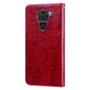 For Xiaomi Redmi Note 9 Business Style Oil Wax Texture Horizontal Flip Leather Case with Holder & Card Slots & Wallet(Brown Red)