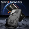 For Samsung Galaxy A25 5G Shield Frame Holder MagSafe Phone Case(Black)