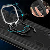 For Galaxy Note 10+ Carbon Fiber Protective Case with 360 Degree Rotating Ring Holder(Black)