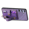 For Samsung Galaxy S25 Ultra 5G Retro Cross Wristband Wallet Leather Back Phone Case(Purple)