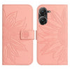 For Asus ZenFone 9 Skin Feel Sun Flower Pattern Flip Leather Phone Case with Lanyard(Pink)