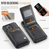 For iPhone 15 Pro AutSpace A12 MagSafe Magnetic RFID Card Bag Phone Case(Black)