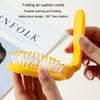 Portable Cactus Folding Air Cushion Comb Anti-Static Fine Tooth Scalp Massage Comb(Dark Green)