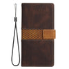 For Samsung Galaxy A33 5G Grid Stitching Leather Phone Case with Lanyard(Brown)