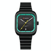 Curren 8460 Casual Steel Strap Square Men Quartz Watch, Color: Black Shell Black