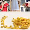 20 Yards Pompom Lace Ribbon Fur Ball Trim For Craft DIY Curtain Home Decorative Clothes Sewing Accessories(Golden)