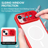 For iPhone 14 Plus Clear Acrylic + PC + TPU MagSafe Lens Sliding Cover Full Coverage Phone Case(The Chinese Red)