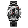 OCHSTIN 6123B Multifunctional Quartz Waterproof Luminous Steel Strap Men Watch(Black 01)