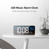 Bedside Alarm Clock Sound Control Mirror LED Music Clock (Black)