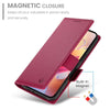 For Samsung Galaxy A36 Side Buckle Magnetic Frosted Leather Phone Case(Wine Red)