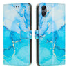 For Samsung Galaxy A05 Painted Marble Pattern Leather Phone Case(Blue Green)