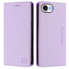 For iPhone SE 2024 RC01 Dual-Folded Magnetic Suction RFID Leather Phone Case(Light Purple)