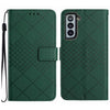 For Samsung Galaxy S21+ 5G Rhombic Grid Texture Leather Phone Case(Green)