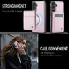 For Samsung Galaxy S24 5G JEEHOOD J06 British Style RFID MagSafe Card Bag PU Phone Case(Pink)