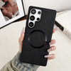 For Samsung Galaxy S25 Ultra 5G Magsafe Magnetic Ring Cloth Texture Phone Case(Black)