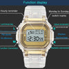 Outdoor Sports Simple Transparent Case Waterproof Luminous Electronic Watch(Transparent Square White)