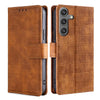 For Samsung Galaxy S25 5G Skin Feel Crocodile Magnetic Clasp Leather Phone Case(Brown)