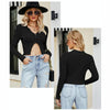 Female Sexy Navel Knit Sweater Slim Sweater Cardigan, Size: L(Black)
