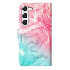 For Samsung Galaxy S25 5G Colored Drawing Marble Pattern Leather Phone Case(Pink Green Marble)