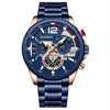 Curren 8395 Calendar Six-Hand Steel Strap Men Quartz Watch, Color: Rose Shell Blue
