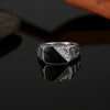 Male Fashion Classic Rhinestone Enamel Rings, Ring Size:9(Platinum)