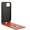 For iPhone 15 Plus Magnetic Vertical Flip Leather Phone Case(Brown)
