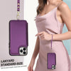 For iPhone 11 Pro Double Flap Zipper RFID Leather Phone Case with Short Lanyard(Dark Purple)