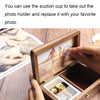 Wooden Jewelry Storage Music Box with Photo Frame Function, Spec: Maple+Necklace Flannel