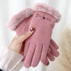 A56 Keep Warm Touch Screen Plus Velvet Thick Anti-Cold Riding Gloves, Size: One Size(Pink)