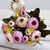 2 Bundle Retro Tea Roses Bride Bouquet Artificial Flowers(Red)