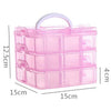 3 Layer Detachable Jewelry Storage Box Plastic Handheld Cosmetic Storage Box(Pink)