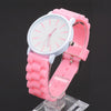 Simple Style Round Dial Jelly Silicone Strap Quartz Watch(Pink)