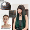 Gradient Color Long Straight Hair Wig Female Chemical Fiber Headgear Simulation Hair(Malachite Green Gradient 65CM)