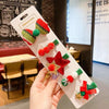 5pcs /Set Christmas Hairpin Set Snowman Bow Duckbill Clip Children Cute Hair Accessories, Style: NO.3 Bows 5 -star