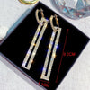 Fashion Long Geometric Drop Earrings Luxury Gold Silver Color Rectangle Rhinestone Earring(Rose Gold)