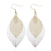 Double-layered Leaves Tassel Earrings Simple Retro Metal Leaf-ears Ornaments(Colorful)