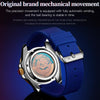 OLEVS 6650 Men Luminous Waterproof Silicone Strap Mechanical Watch(Blue + Gold)