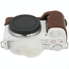 1/4 inch Thread PU Leather Camera Half Case Base for Sony ZV-E10 / ZV-E10L (Coffee)