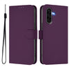 For Samsung Galaxy A56 5G Skin Feel Solid Color Leather Phone Case with Lanyard(Violet)