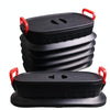 18L Folding Trash Can Telescopic Storage Box Storage Bucket Folding Water Bucket(English Black With Lid)