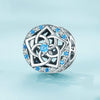 SCC2446 Sterling Silver S925 Hollow Blue and White Interval Zircon Flower Bracelet Beads