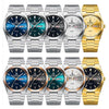 BINBOND B102 Dual-calendar Leisure Waterproof Luminous Quartz Watch, Color: White Steel-Green