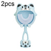 S8 2pcs Children Cartoon Animal Manual U-shaped Silicone Toothbrush for 2-12 Years Old(Blue Tiger)