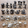 Mini Metal Keychain Coffee Utensils Decorative Pendant, Style: Handle Silver