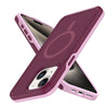 For iPhone 15 Plus Shockproof MagSafe Armor PC Hybrid TPU Phone Case(Wine Red+Light Pink)
