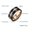 Europe and America Style Men Classic Ring Pure Tungsten Carbide Hand-brushed Rose Gold Plating Ring, Size: 12, Diameter: 21.5mm, Perimeter: 67.5mm